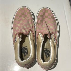 Vans Pink Checkered Slip-On Shoes